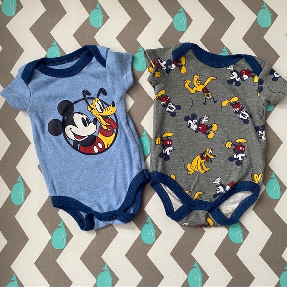 Disney Other - Disney Baby Mickey & Pluto Bodysuit Onesies 0-3M